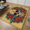 Americana Tattoo Style Sugar Skull and Gun Print on Personalized Area Rug