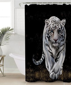Animal Painting White Tiger Shower Curtain - Wildlife Bath Decor