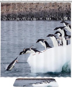 Animal Penguin Waterproof Shower Curtain for Your Bathroom Decoration