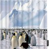 Antic Penguin Shower Curtain with White Snow Mountain and Iceberg for Bathroom Decor