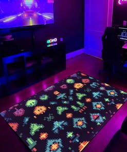 Arcade Pattern Art, Customizable Gamer Rug for Living Room
