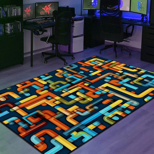 Arcade Pattern Seamless Puzzles Area Rug
