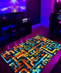 Arcade Pattern Seamless Puzzles Area Rug