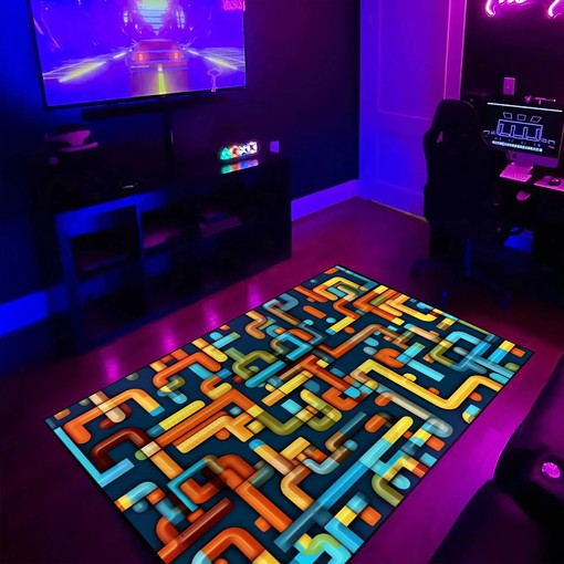 Arcade Pattern Seamless Puzzles Area Rug