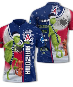 Arizona Wildcats NCAA Polo Shirt with Grinch Design- Perfect Gift for Fans