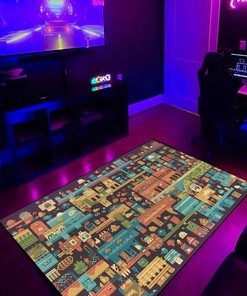 Artistic Arcade Pattern Collage Area Rug for Living Room and Bedroom