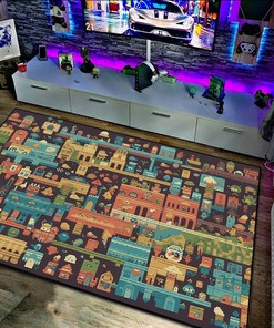 Artistic Arcade Pattern Collage Area Rug for Living Room and Bedroom