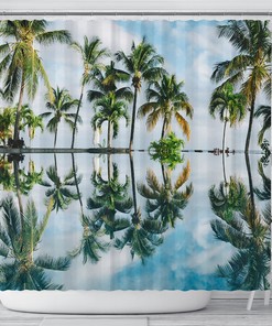 Artistic Palm Tree Reflection Shower Curtain - Colorful Bathroom Decor 