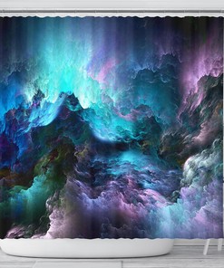 Artistic Watercolor Rough Seas Shower Curtain for Quirky and Modern Bathroom Decor 