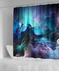 Artistic Watercolor Rough Seas Shower Curtain for Quirky and Modern Bathroom Decor