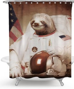 Astronaut Sloth Shower Curtain for Bathroom Decor