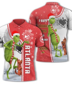 Atlanta Hawks NBA Polo Shirt with Grinch Design- Perfect Gift for Fans