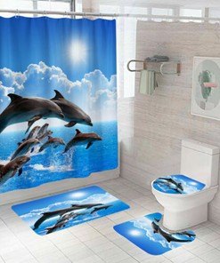 Attractive Bathroom Shower Curtain with Ocean Dolphins 