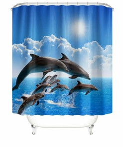 Attractive Bathroom Shower Curtain with Ocean Dolphins