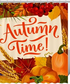 Autumn Leaves and Maple Shower Curtain for Fall Bathroom Decor 