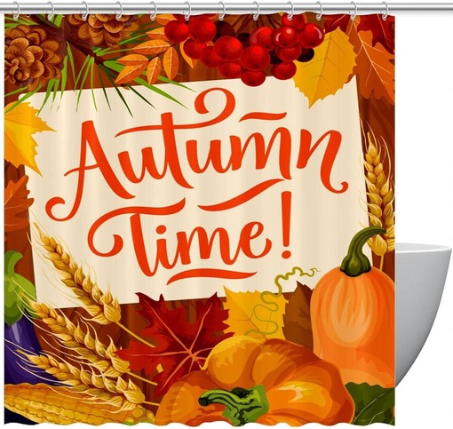Autumn Leaves and Maple Shower Curtain for Fall Bathroom Decor