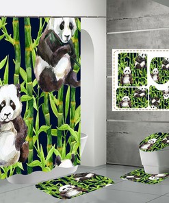 Bamboo Forest Panda Shower Curtain for Bathroom Decor