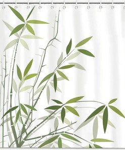 Bamboo Leaf Shower Curtain for Bathroom Decor, Home Decor Style