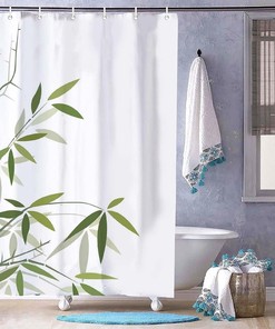 Bamboo Leaf Shower Curtain for Bathroom Decor, Home Decor Style