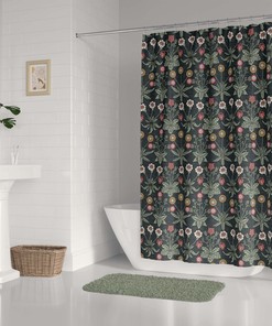 Baroque Retro Vintage Shower Curtain with Chamomile Dandelion Wildflowers, Home Decor