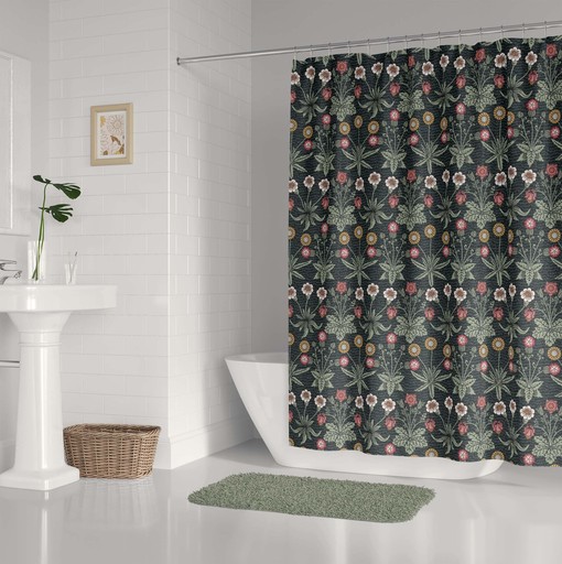 Baroque Retro Vintage Shower Curtain with Chamomile Dandelion Wildflowers, Home Decor