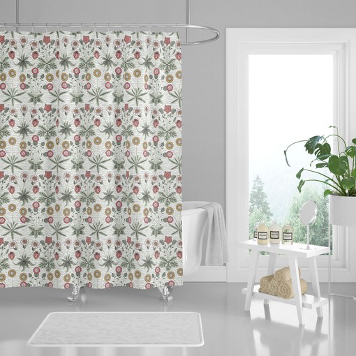 Baroque Retro Vintage Shower Curtain with Chamomile Dandelion Wildflowers, Home Decor
