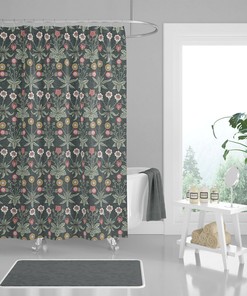Baroque Retro Vintage Shower Curtain with Chamomile Dandelion Wildflowers, Home Decor