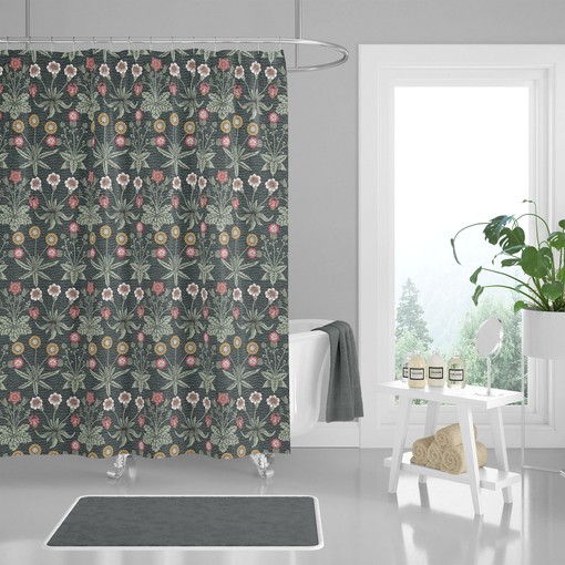 Baroque Retro Vintage Shower Curtain with Chamomile Dandelion Wildflowers, Home Decor