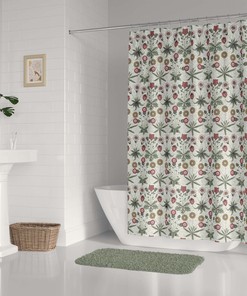 Baroque Retro Vintage Shower Curtain with Chamomile Dandelion Wildflowers, Home Decor