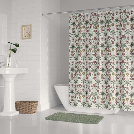 Baroque Retro Vintage Shower Curtain with Chamomile Dandelion Wildflowers, Home Decor