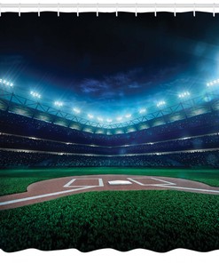 Baseball Stadium Night Print Shower Curtain for a Sporty and Creative Bathroom Decor