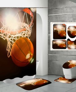 Basketball Print Shower Curtain for a Simple yet Stylish Bathroom Decor