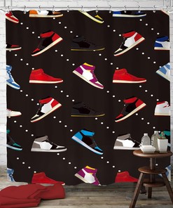 Basketball Shoes Shower Curtain - Funky Sports Bathroom Decor