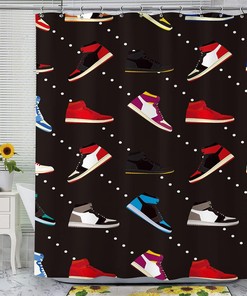 Basketball Shoes Shower Curtain - Funky Sports Bathroom Decor