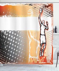 Basketball Sketch Art Print Shower Curtain for a Creative and Sporty Bathroom Decor