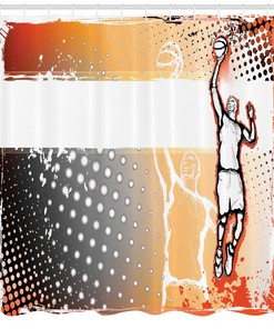 Basketball Sketch Art Print Shower Curtain for a Creative and Sporty Bathroom Decor