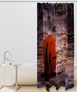 Basketball and Wall Shower Curtain for Sports Bathroom Decor