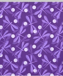 Bathroom Decor with Purple Dragonfly Shower Curtain and Retro Style 