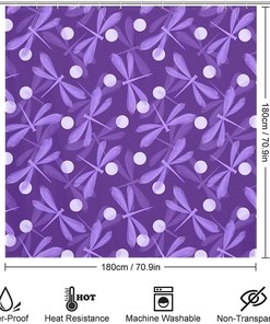 Bathroom Decor with Purple Dragonfly Shower Curtain and Retro Style