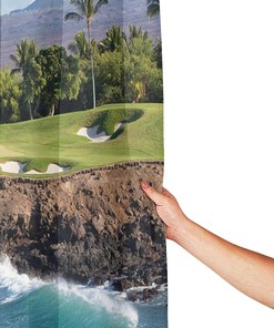 Beach Shower Curtain - Hawaii Golf Course Bathroom Decor with Water-resistant Fabric 
