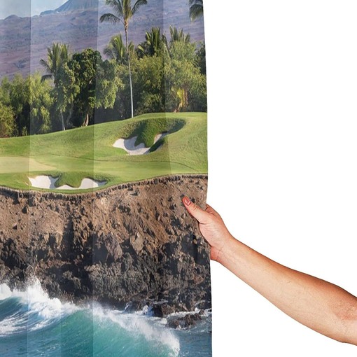 Beach Shower Curtain - Hawaii Golf Course Bathroom Decor with Water-resistant Fabric