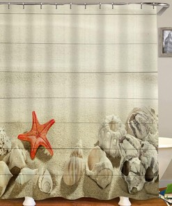 Beach Themed Starfish and Seashells Shower Curtain - Bathroom Decor