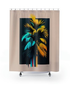 Beachy and Relaxing Palm Tree Shower Curtain, perfect for a Tropical Bathroom Decor