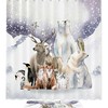 Bear Fox Penguin Animal Shower Curtain with Winter Forest Print for Bathroom