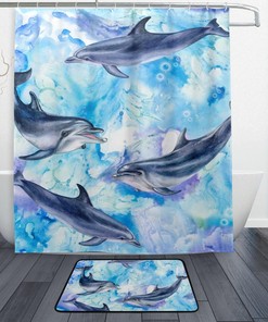 Beautiful Dolphins Waterproof Shower Curtain for Bathroom Decoration
