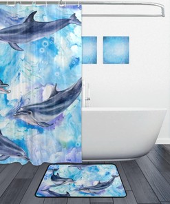 Beautiful Dolphins Waterproof Shower Curtain for Bathroom Decoration