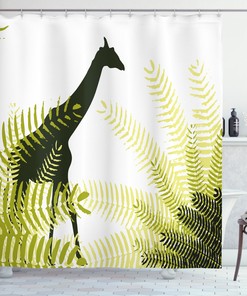 Beautiful Giraffe Print Shower Curtain - African Wildlife Bathroom Decor