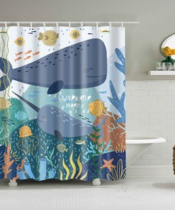 Beautiful Underwater Sea Life Shower Curtain for Home Bathroom Decor