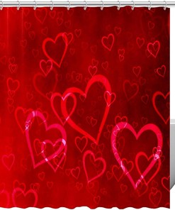 Big Red Heart Shower Curtain for Love and Romance Bathroom Decor 