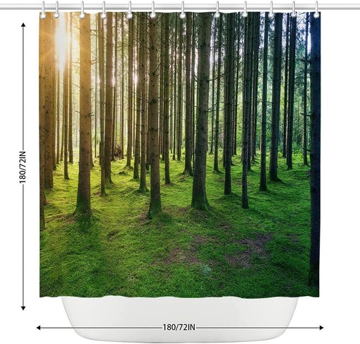 Birch Forest Sunshine Shower Curtain for Nature and Landscape Bathroom Decor